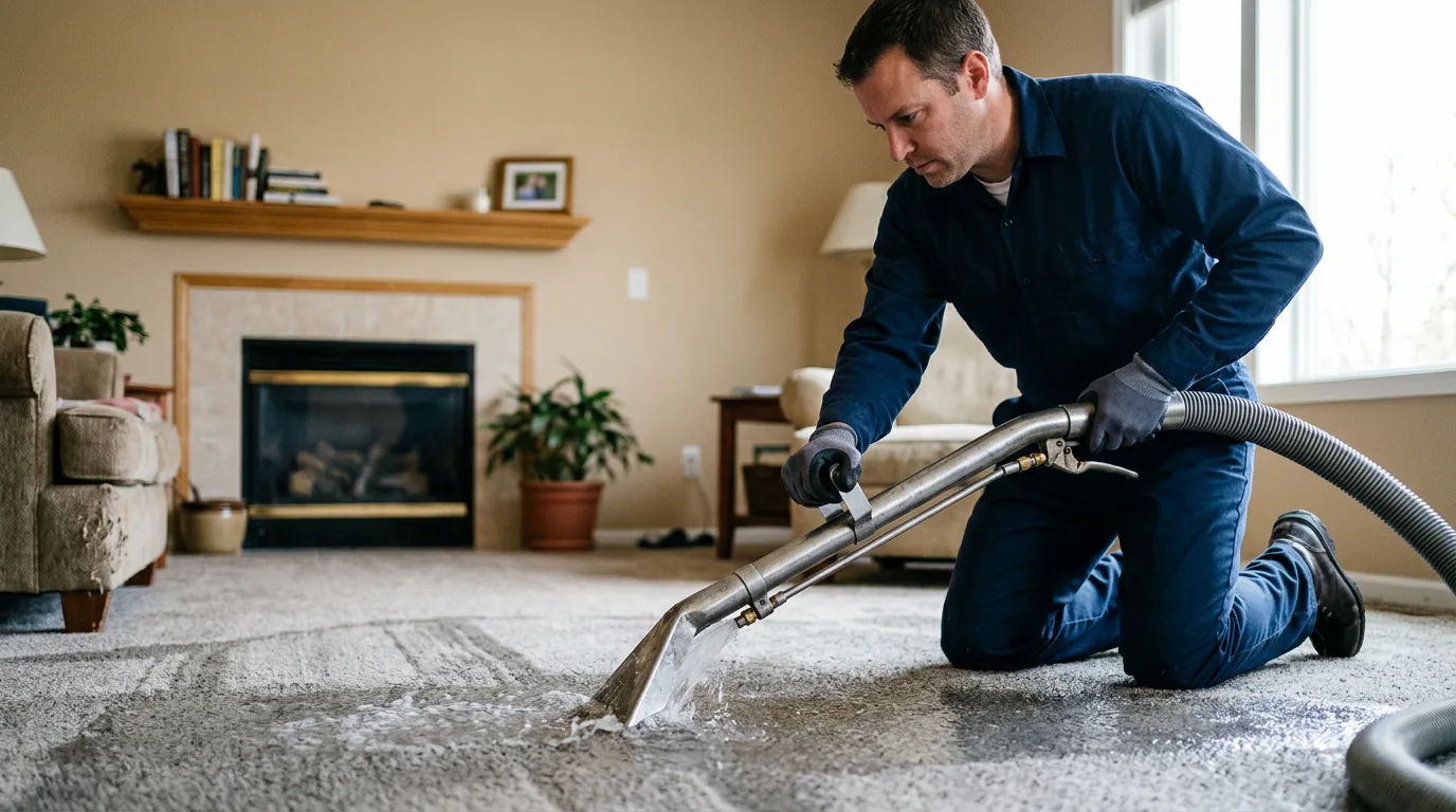 Water damage restoration technician working near Jay, ME